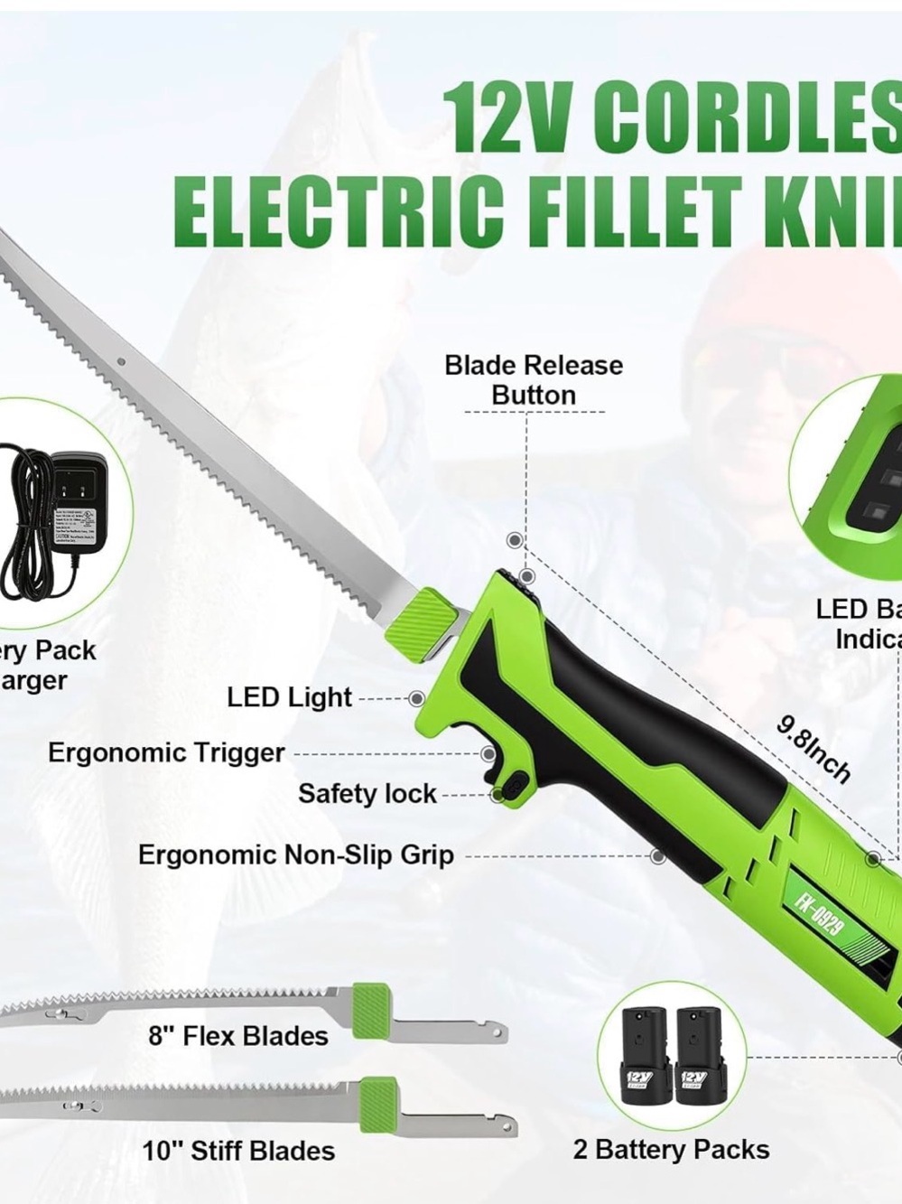 Electric Fillet Knife - Green - Picture 6 of 8